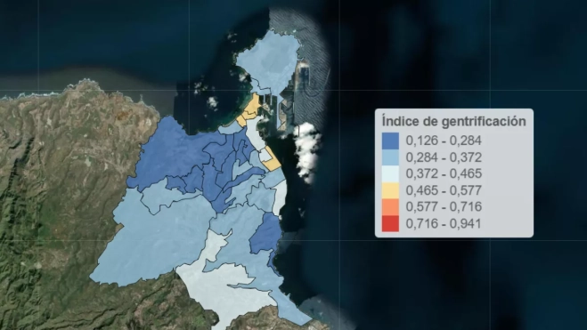 Mapa de gentrificación por distritos / MONTAJE AH (MAPA DEL CED)