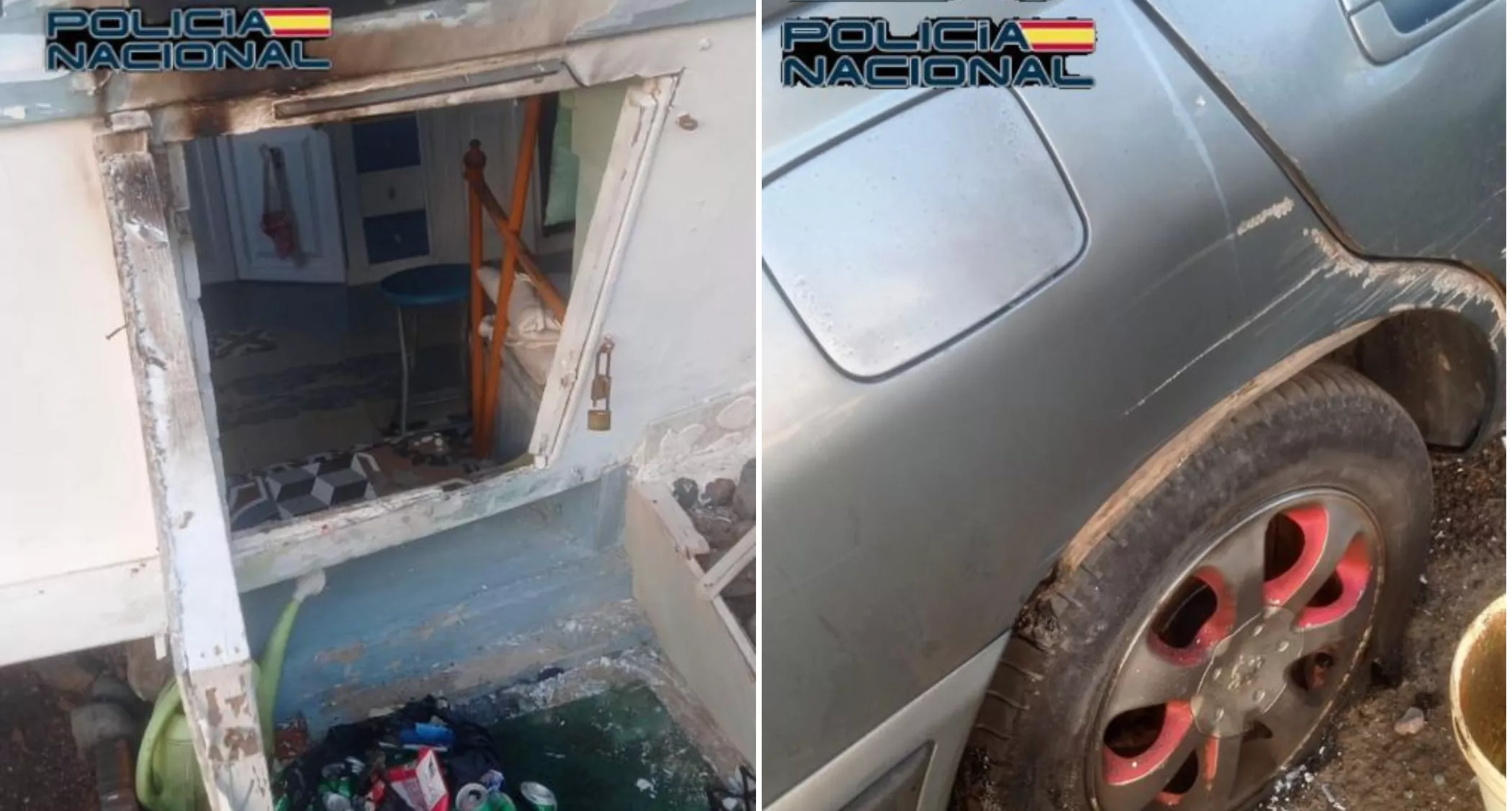 En la imagen, la embarcación y el vehículo a las que prendieron fuego este 31 de diciembre en Telde. / POLICÍA NACIONAL