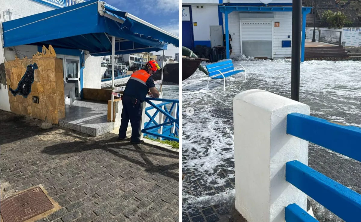 La Oliva ha cerrado el acceso del paseo en El Cotillo debido al fuerte oleaje / AYUNTAMIENTO DE LA OLIVA