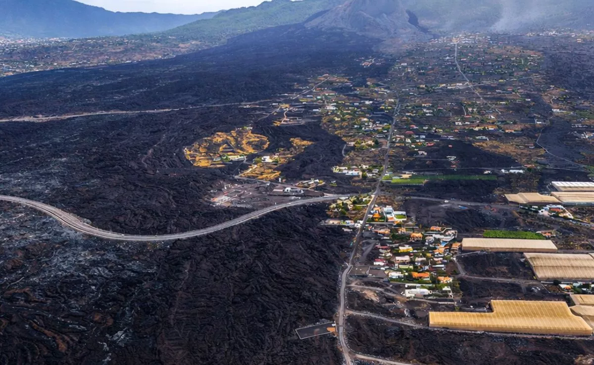 Vista parcial de la zona afectada por la erupción. /Cedida