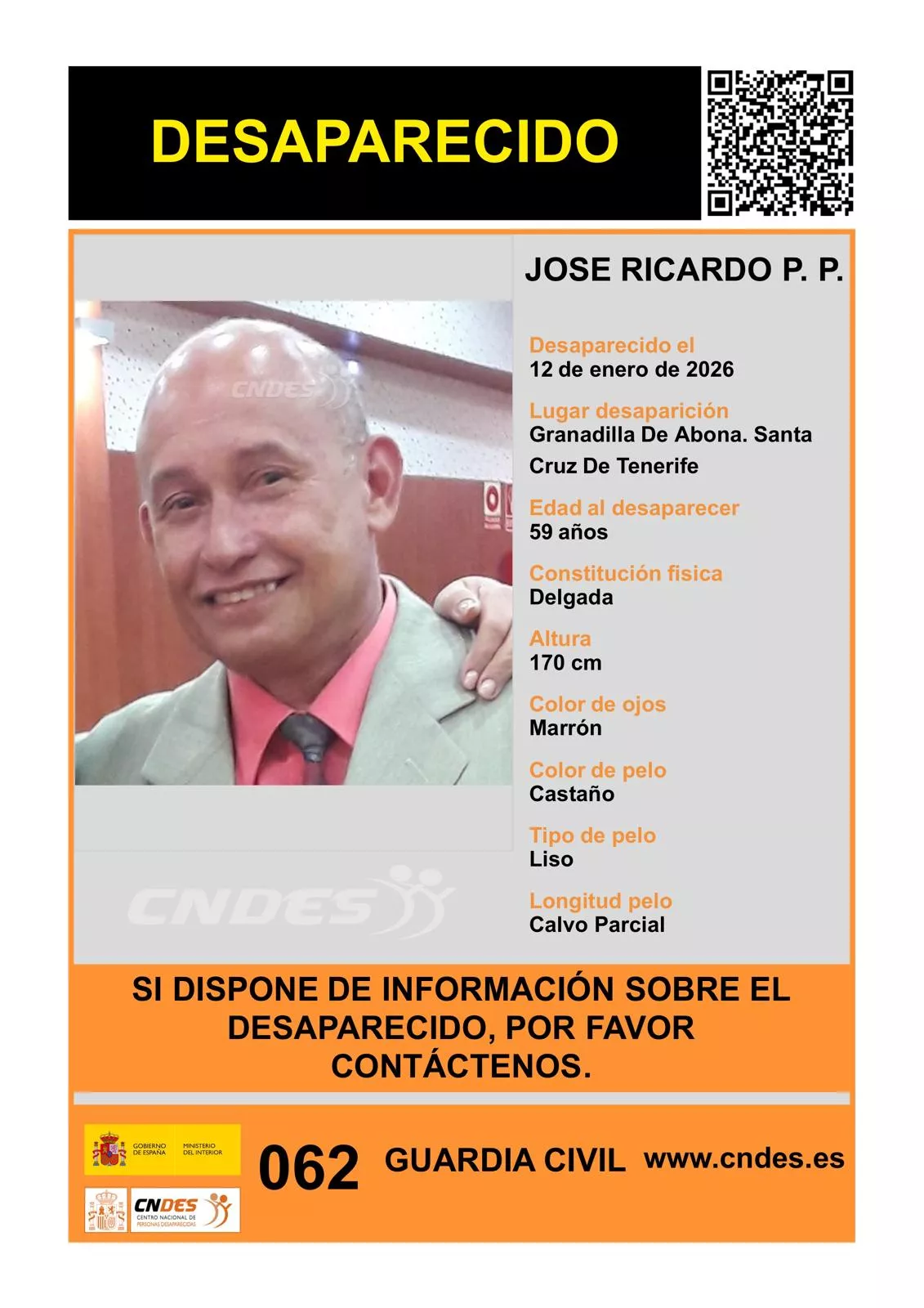 José Ricardo P.P, desaparecido en Granadilla de Abona. / CENTRO NACIONAL DE PERSONAS DESAPARECIDAS