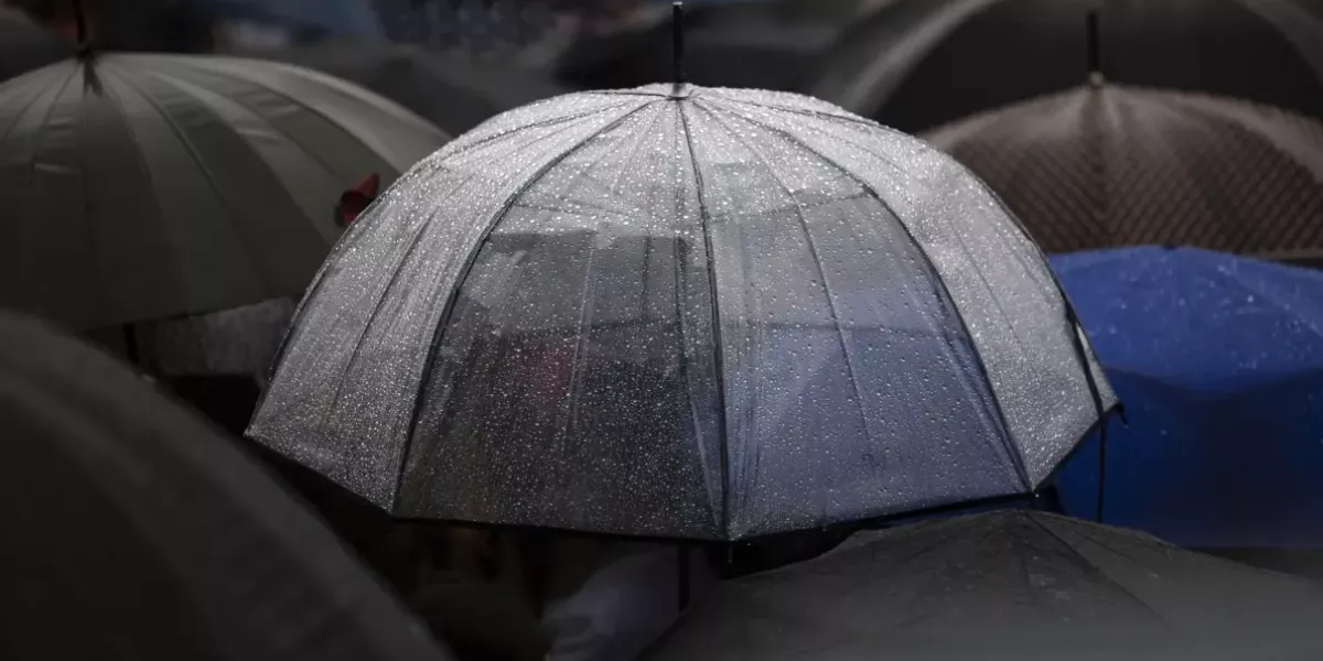 Imagen de archivo de personas protegiéndose de la lluvia bajo sus paraguas . / EFE - Javier Etxezarreta