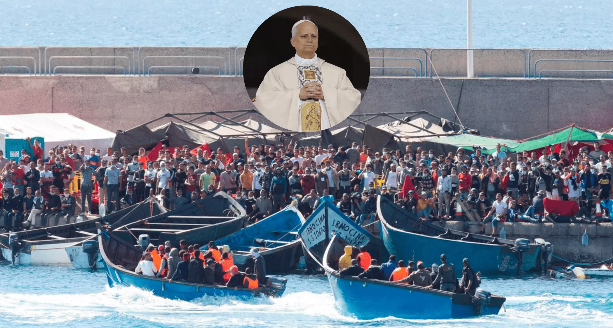 León XIV oficiará una misa en el muelle de Arguineguín por las víctimas de la ruta canaria. / QUIQUE CURBELO-EFE