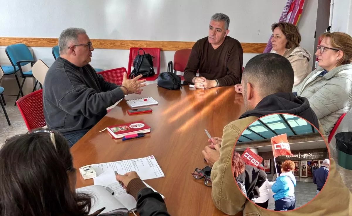 Trabajadores de limpieza de El Corte Inglés reunidos con CCOO Canarias|CEDIDA
