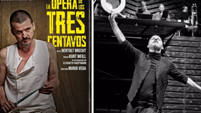 Composición con el cartel promocional de la producción de Mario Vega y el propio Coque Malla. / MONTAJE ATLÁNTICO HOY Composición con el cartel promocional de la producción de Mario Vega y el propio Coque Malla. / MONTAJE ATLÁNTICO HOY