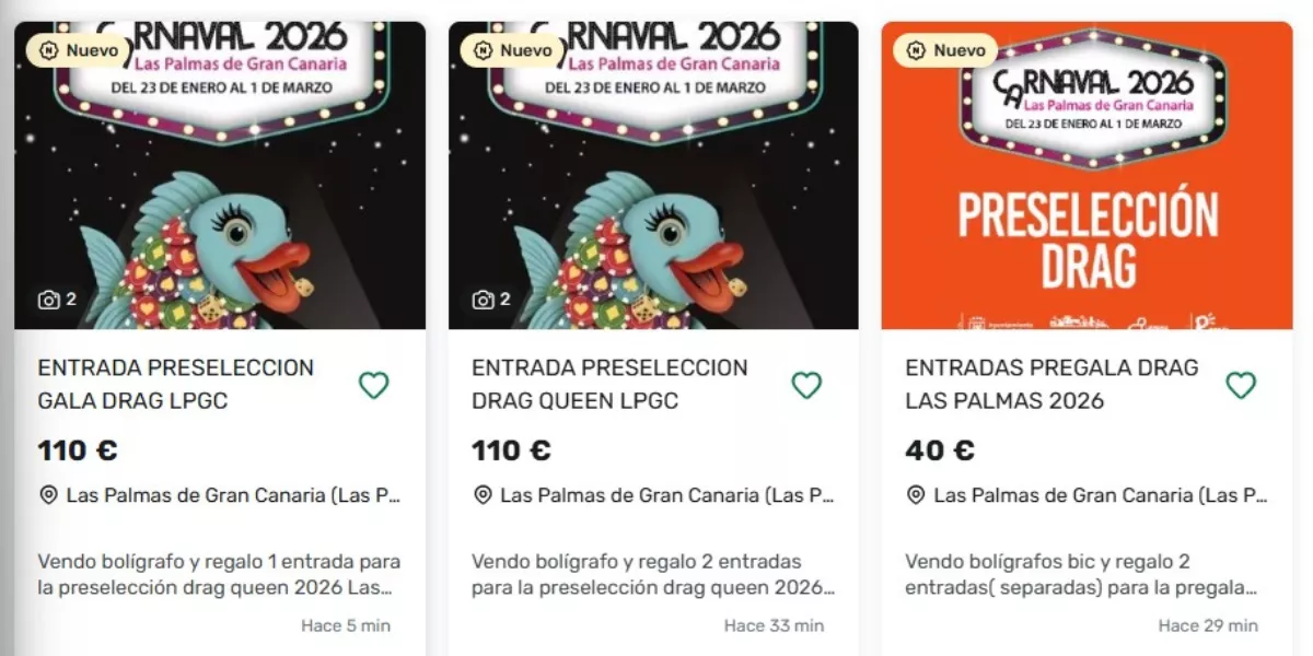 Imagen de la reventa de entradas de la Preselección de la Gala Drag de Las Palmas de Gran Canaria / AH