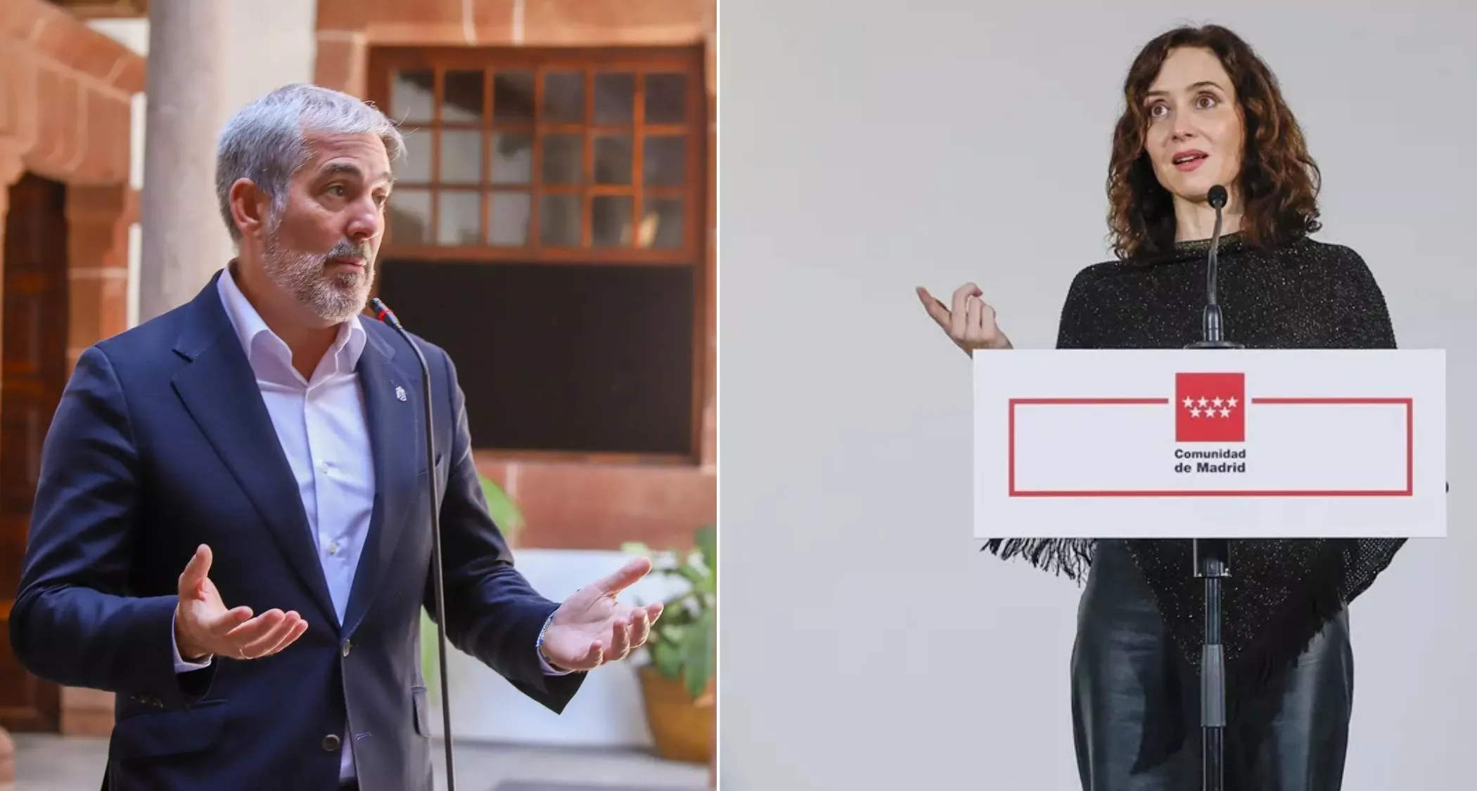 La rebaja del IRPF en Madrid amplía la brecha fiscal con Canarias. En la imagen, Fernando Clavijo e Isabel Díaz Ayuso. / EFE