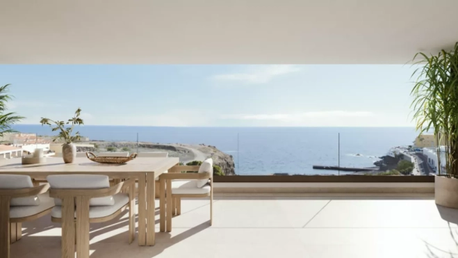 Imagen de las vistas de las nuevas viviendas de lujo en Adeje, Tenerife / Avantespacia Imagen de las vistas de las nuevas viviendas de lujo en Adeje, Tenerife / Avantespacia