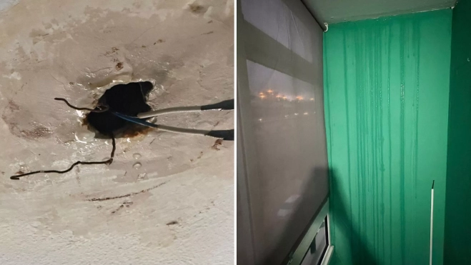 Imágenes de cómo se filtra el agua donde la luz y por la pared de la casa de Darío / CEDIDAS