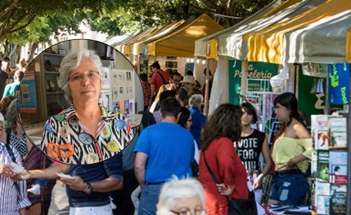 Remedios Sosa sobre imagen de la Feria del Libro de Santa Cruz|MONTAJEAH