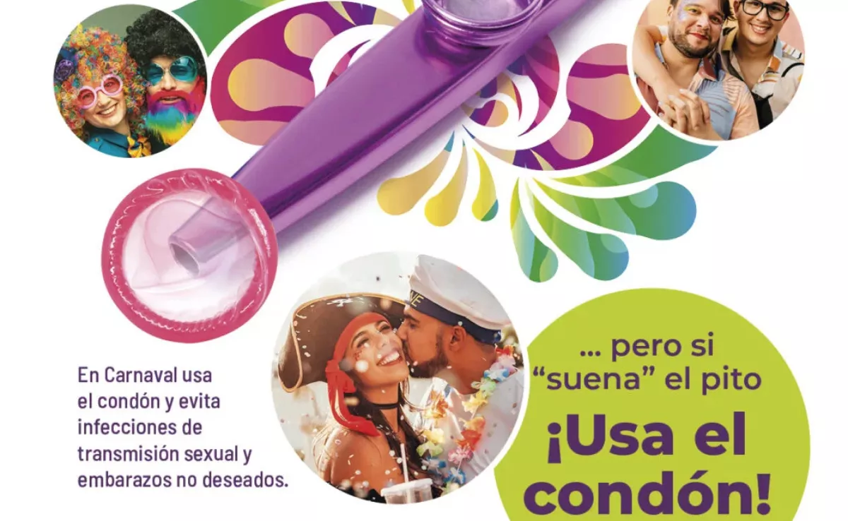 Imagen sacada del cartel de la campaña que promueve el uso del condón en carnavales. / AH 