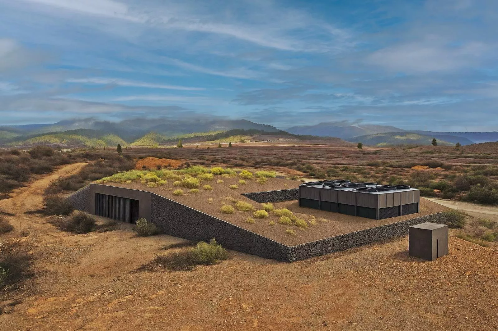 Simulación elaborada por Disa sobre cómo podría integrarse la central geotérmica con el paisaje insular. / CEDIDA