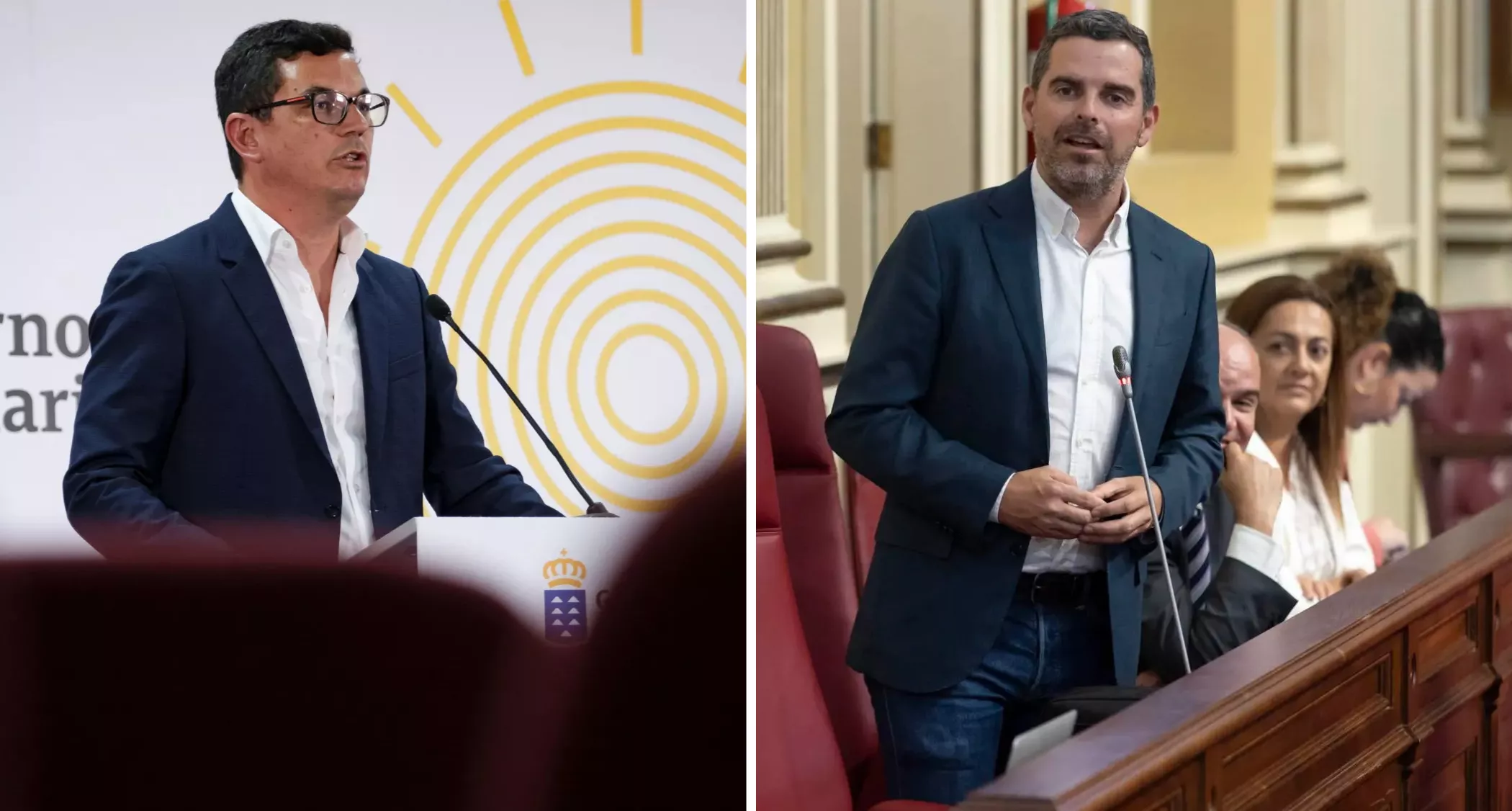 Pablo Rodríguez, secretario general de Coalición Canaria Gran Canaria, y Lucas Bravo de Laguna, presidente de Unidos por Gran Canaria. / EFE