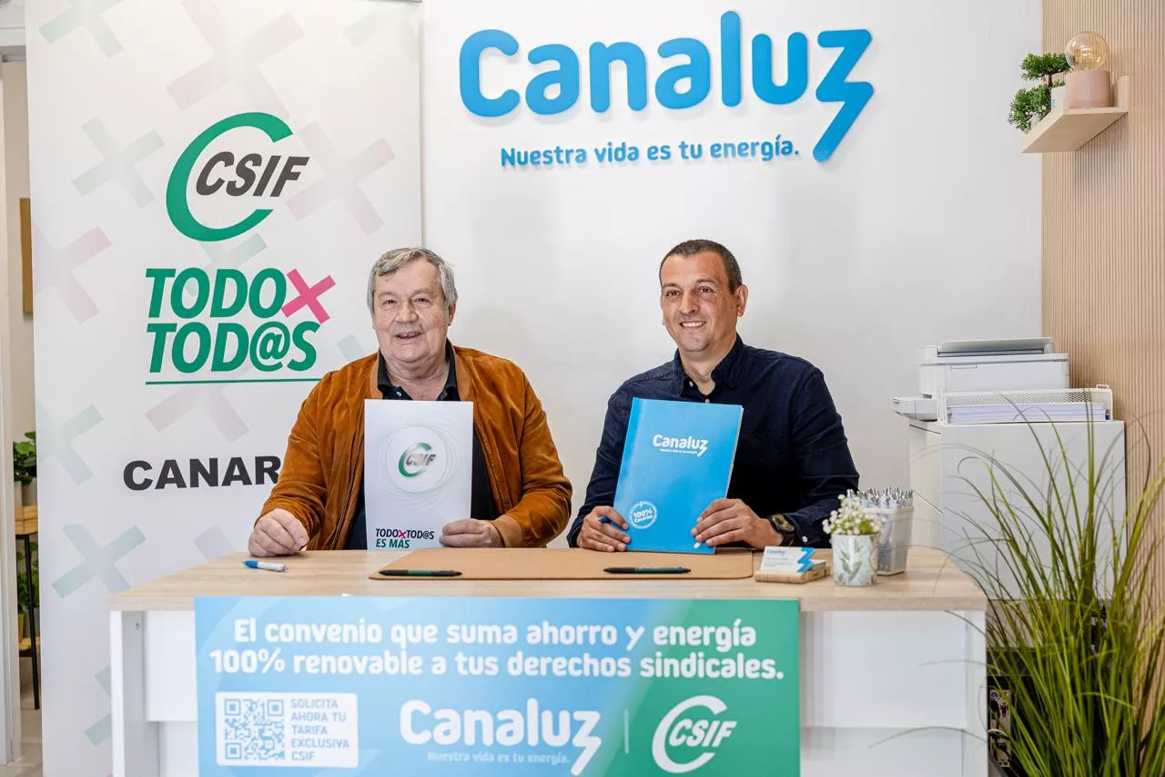 Canaluz y CSIF sellan en Vecindario un acuerdo para ofrecer luz renovable exclusiva a afiliados. CEDIDA