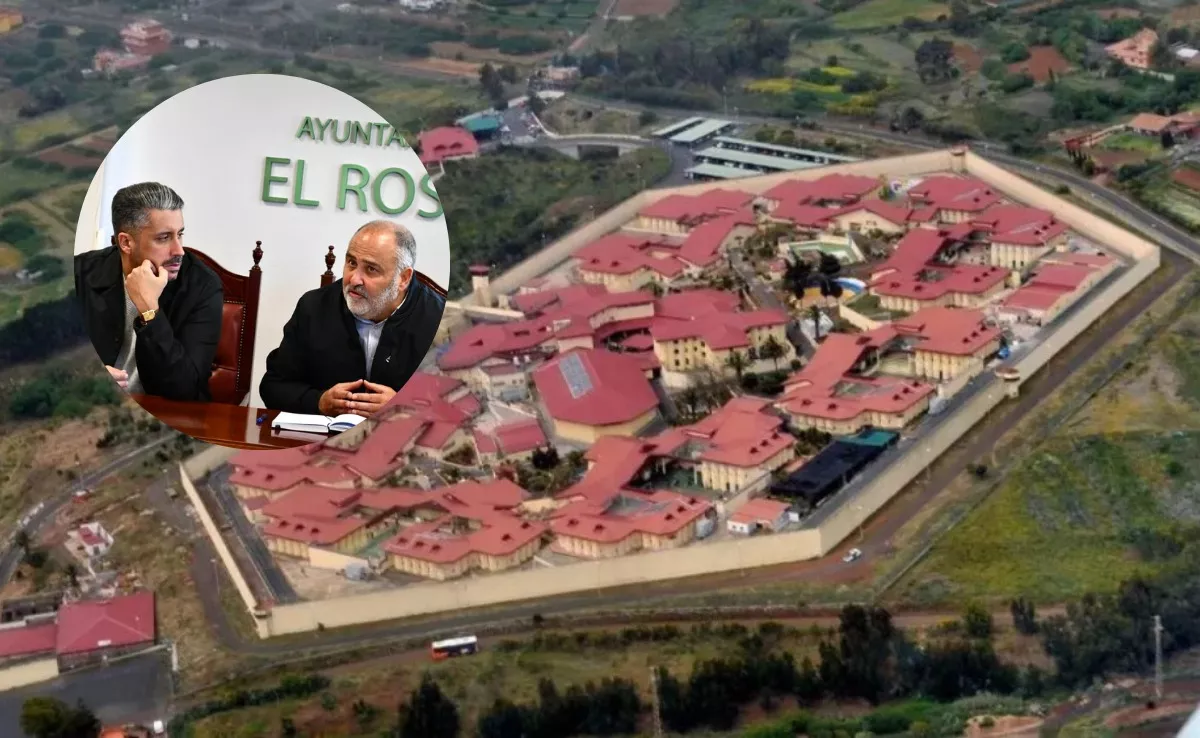 Los alcaldes de La Laguna y El Rosario. Al fondo, el Centro Penitenciario Tenerife II. / AH Los alcaldes de La Laguna y El Rosario. Al fondo, el Centro Penitenciario Tenerife II. / AH