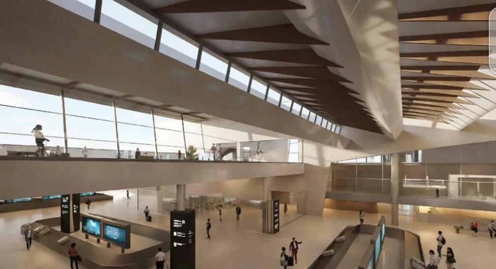 Recreación de la futura sala de llegadas del aeropuerto Tenerife Norte./ AENA Recreación de la futura sala de llegadas del aeropuerto Tenerife Norte./ AENA