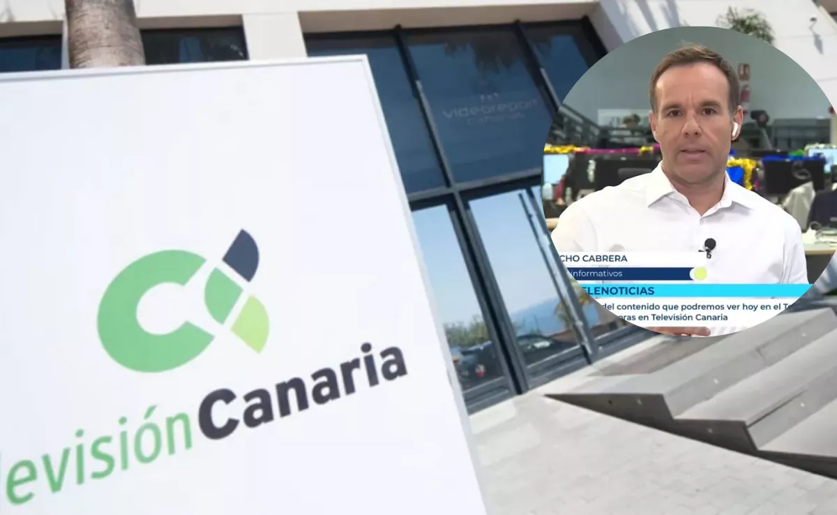 Imagen de una sede de Televisión Canaria junto a Nacho Cabrera, que dimitió como adjunto. / AH
