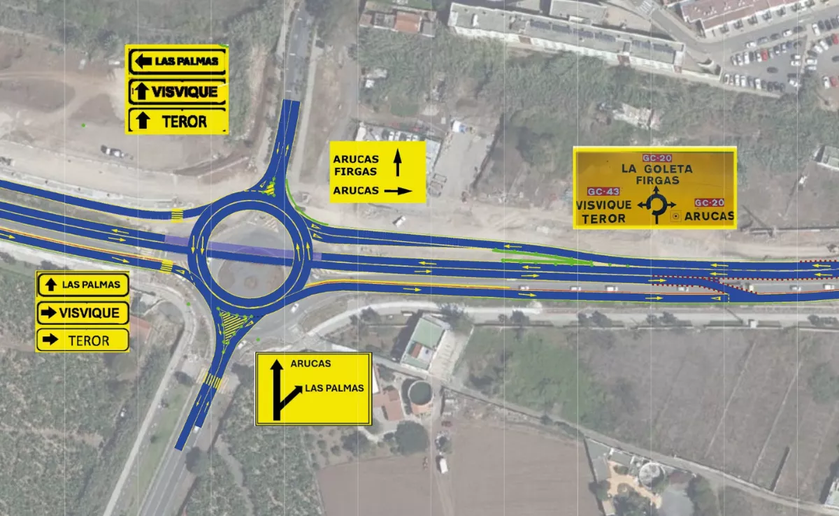 Mapa del desvío habilitado en Arucas por las obras / GOBIERNO DE CANARIAS