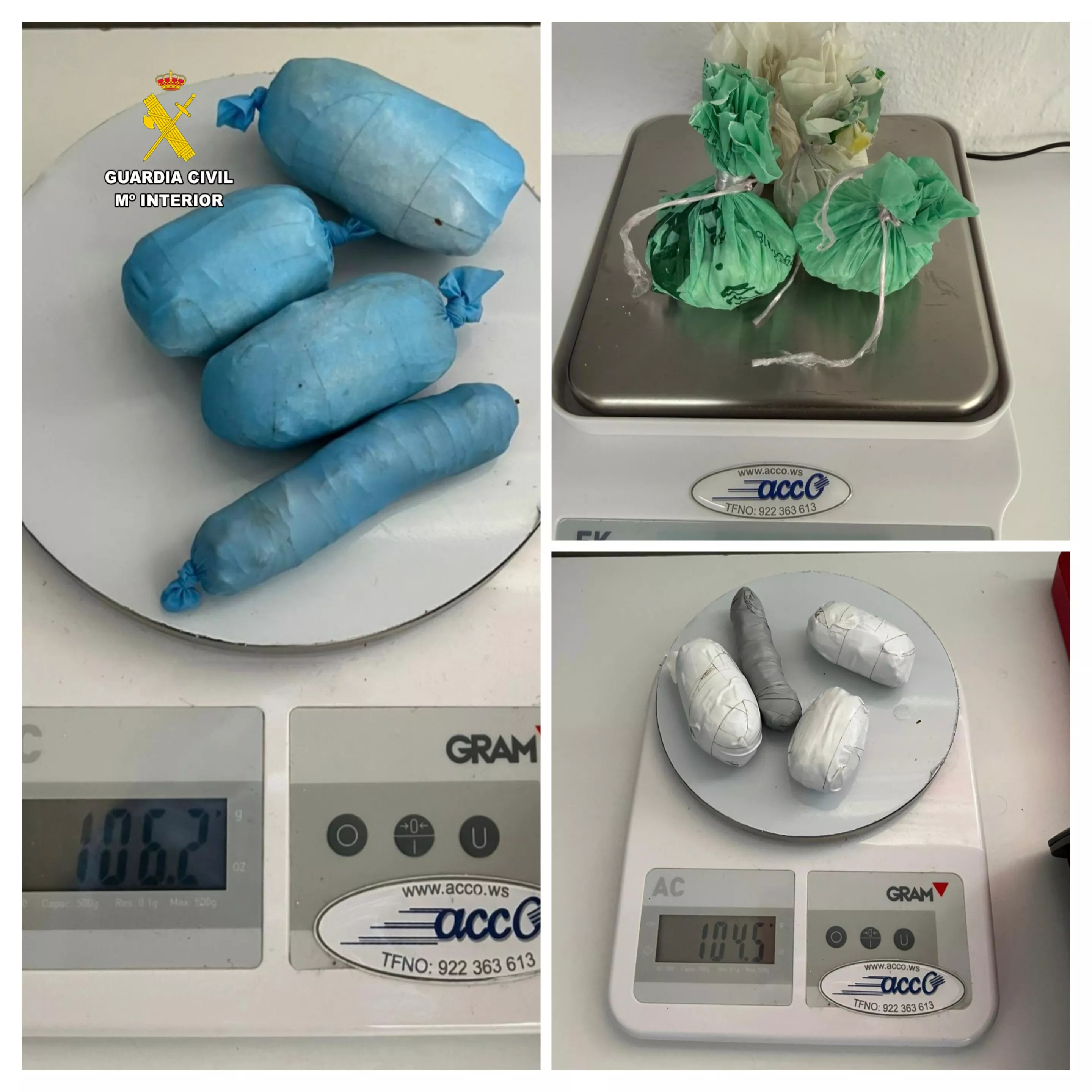 El 'body packing', el método con el que 15 internos de Tenerife II intentaron meter droga. / GUARDIA CIVIL 