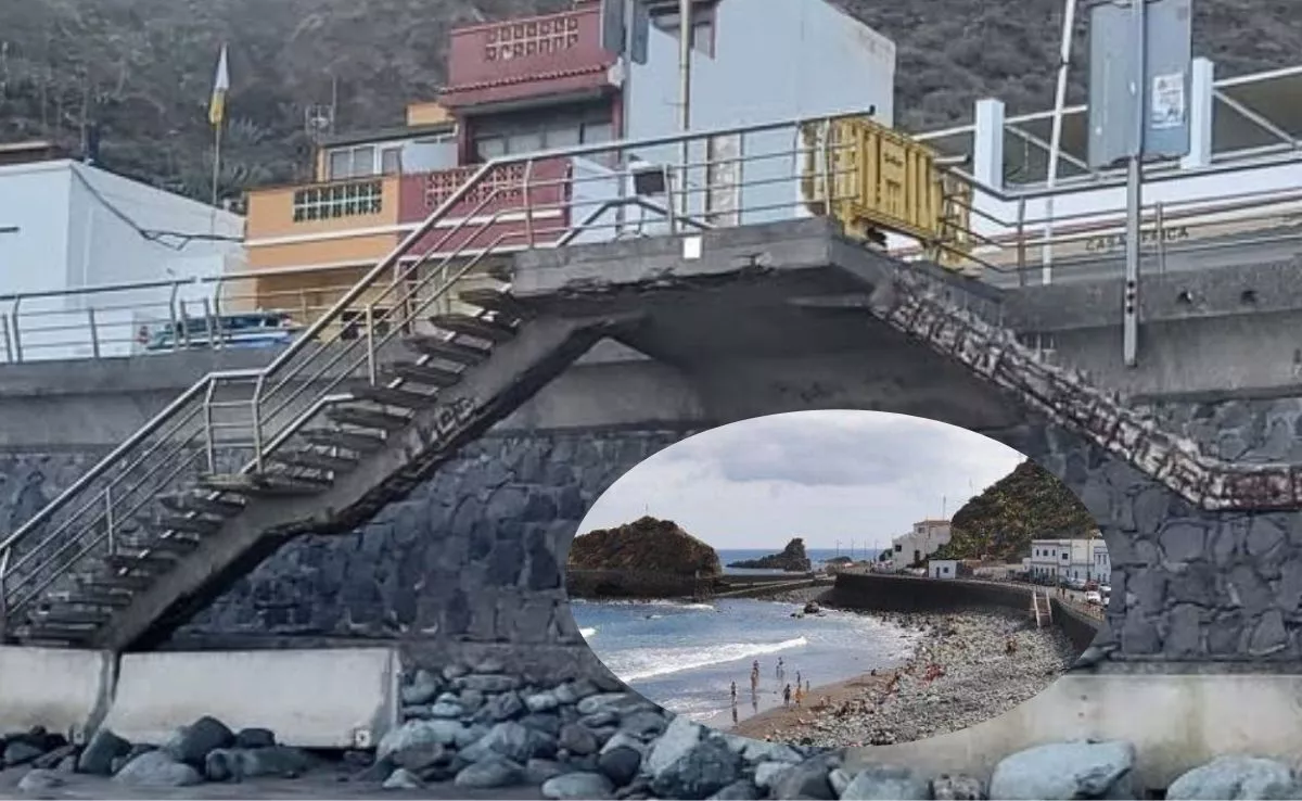 Escalera de acceso a playa Roque de las Bodegas|MONTAJEAH
