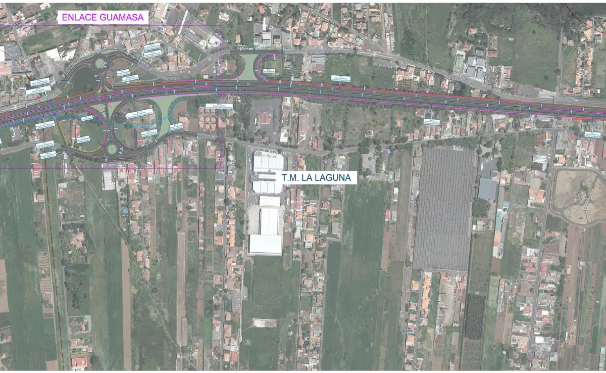 Obras del tercer carril de la TF-5 entre Guamasa y el aeropuerto Tenerife Norte. / GOBIERNO DE CANARIAS