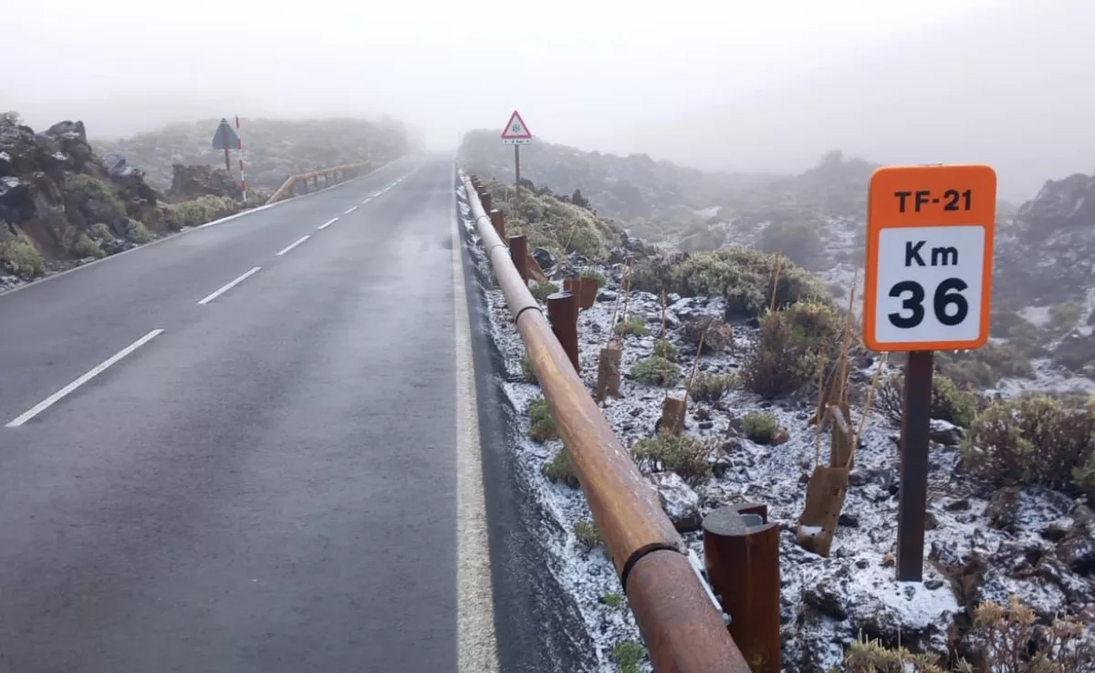 Imagen de la carretera tras las nevadas / CABILDO DE TENERIFE