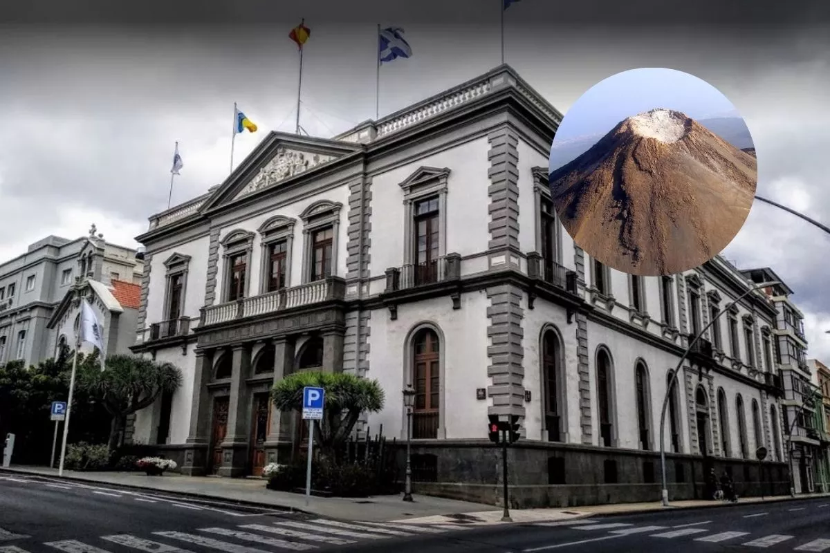 Ayuntamiento de Santa Cruz de Tenerife con detalle del cráter del Teide. /AH