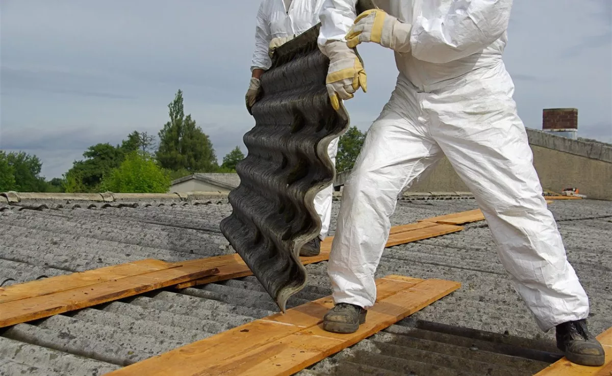 Imagen de dos trabajadores retirando el amianto / AH