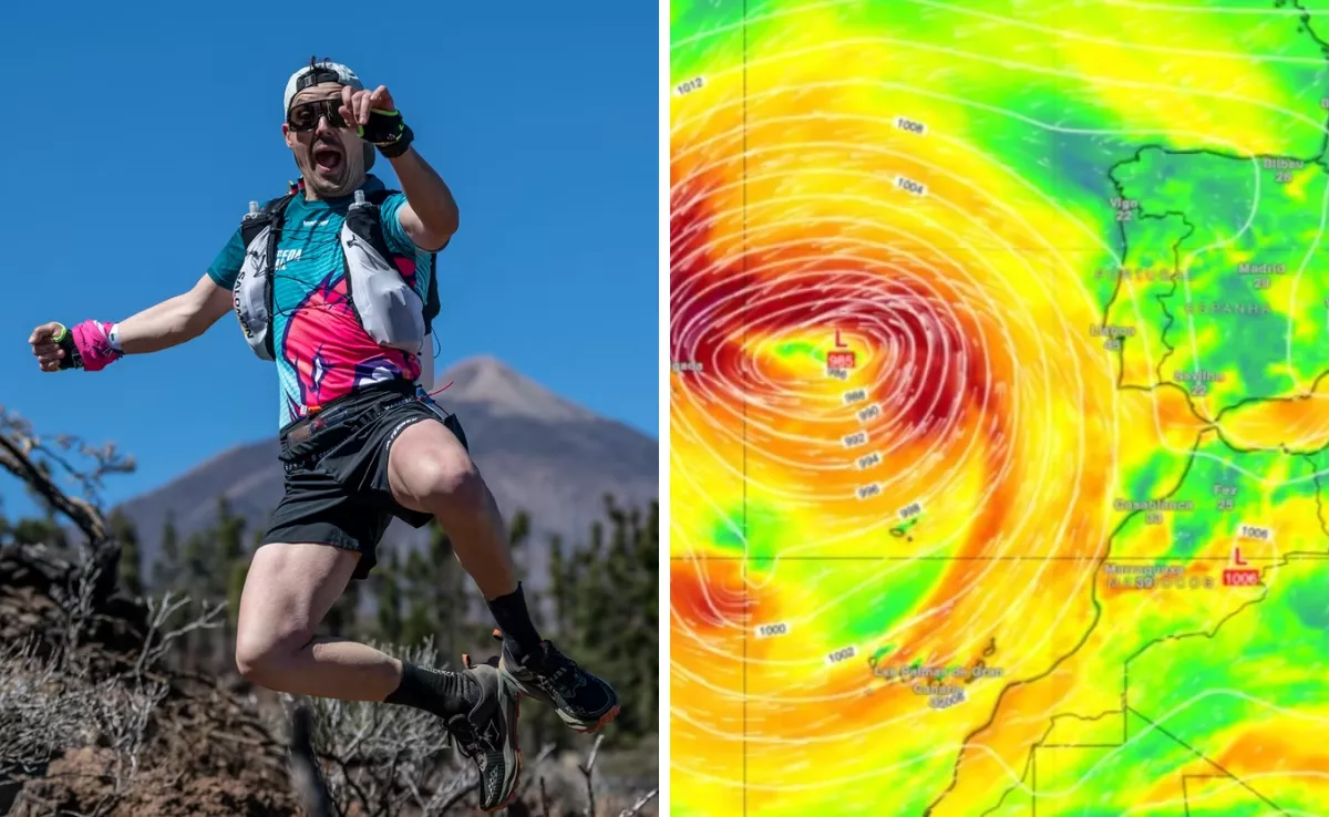 Imagen de un corredor de la Tenerife Bluetrail y de la borrasca Therese / AH