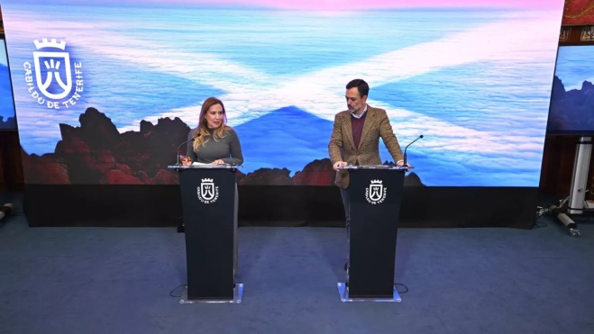 Rosa Dávila y Lope Afonso en la rueda de prensa del Consejo de Gobierno / CABILDO DE TENERIFE
