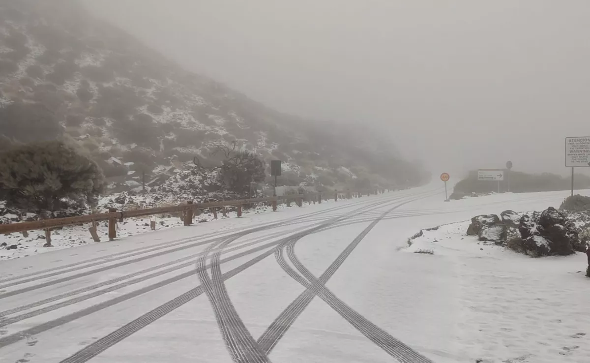 Primera nevada con la llegada de Therese a Tenerife. / CABILDO DE TENERIFE 