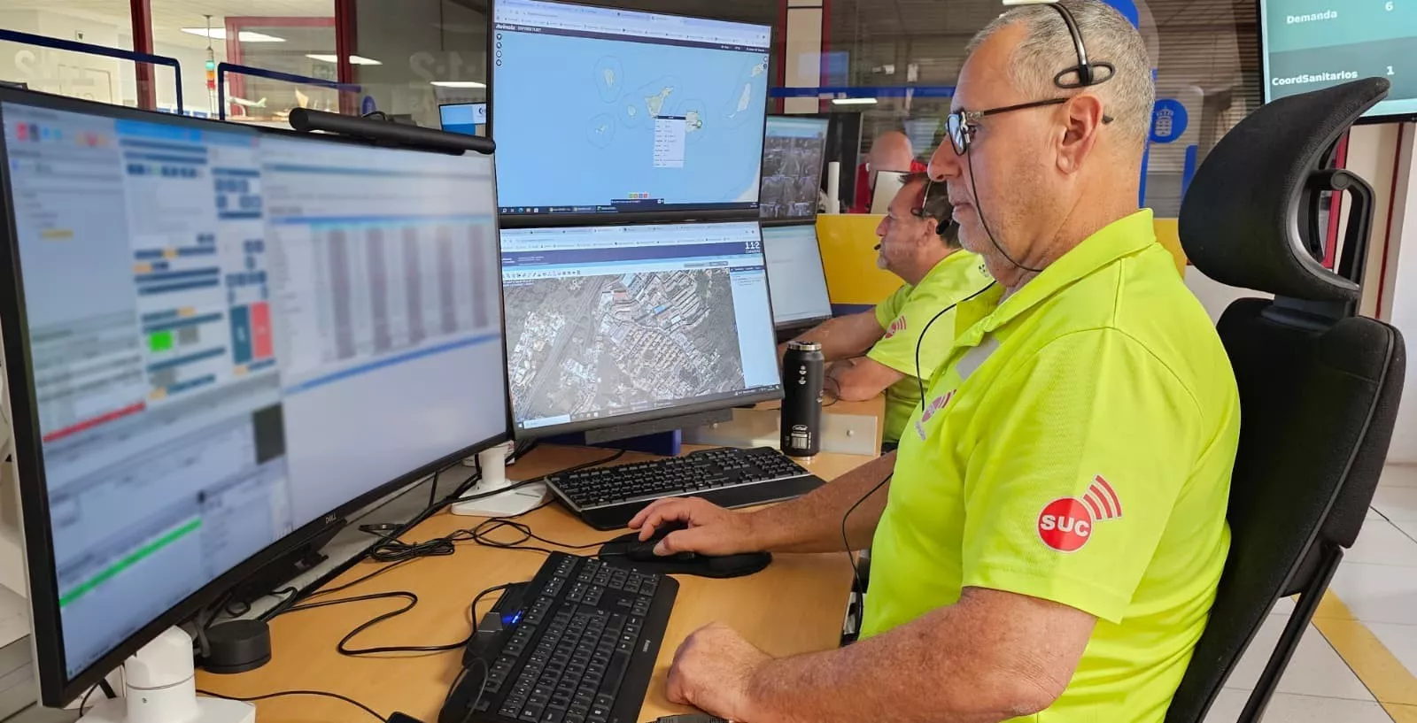 La sala del 112 gestionando una incidencia. / 112 CANARIAS