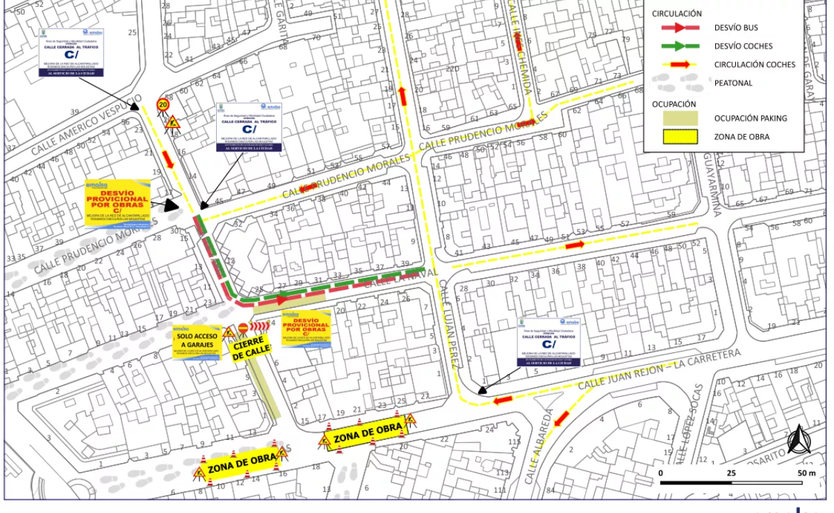 Plano de las obras de Emalsa en la calle Ferreras de Las Palmas de Gran Canaria./ CEDIDA