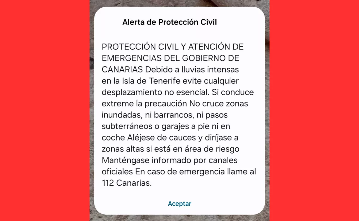 Canarias manda un Es-Alert en Tenerife por la tormenta: "Evite cualquier desplazamiento no esencial"./ AH