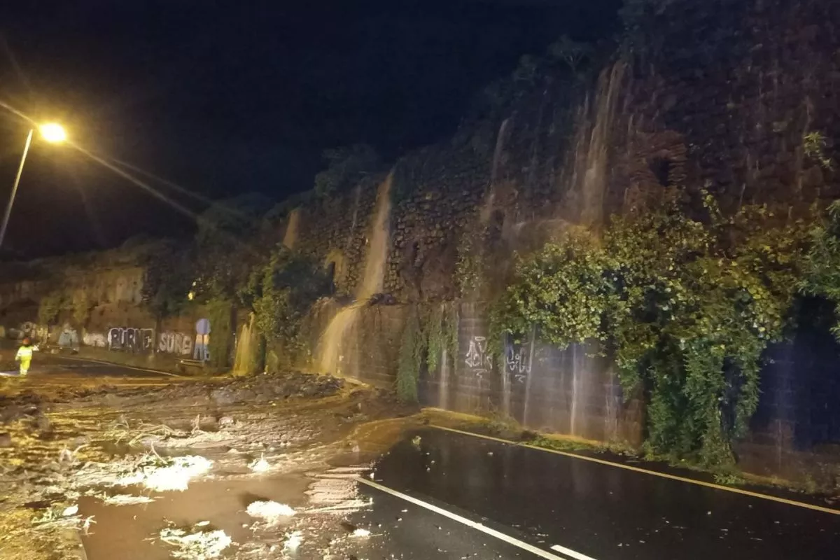 Inundación que provocó el corte de la TF-13. /Cedida