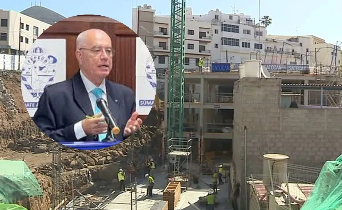 Óscar Izquierdo, presidente de Fepeco sobre fondo de una construcción|MONTAJEAH