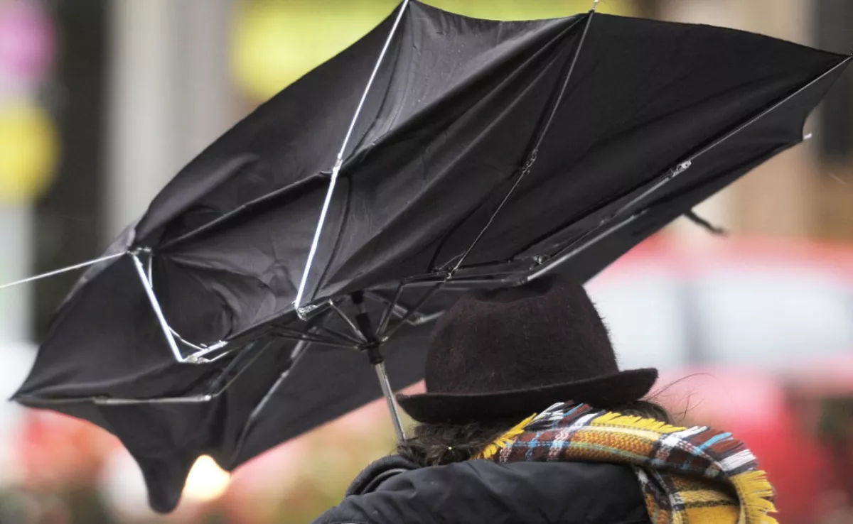 Un paraguas se rompe por el viento / EFE