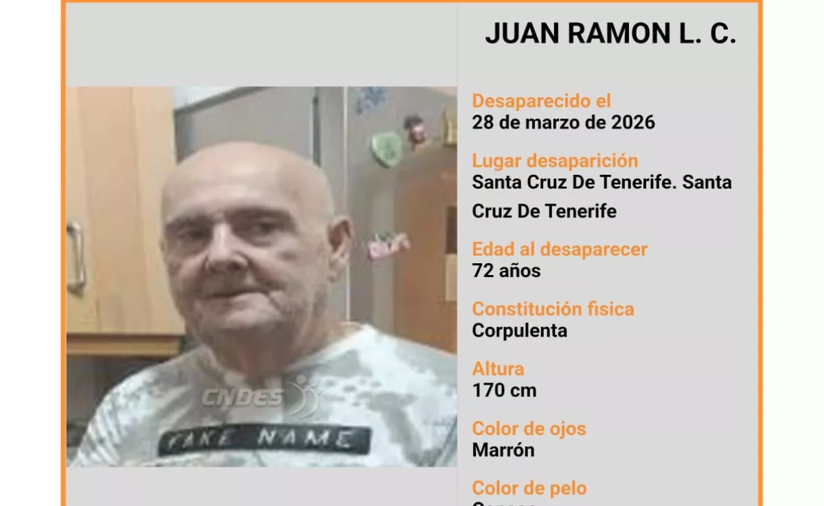 La Policía busca a Juan Ramón L.C., desaparecido en Santa Cruz de Tenerife. / POLICÍA NACIONAL