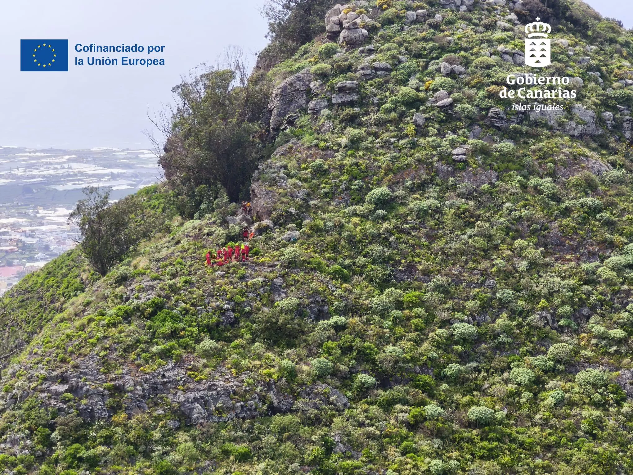 Evacuado en helicóptero un senderista herido en la Mesa de Tejina (Tenerife)