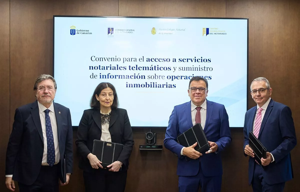 Convenio de colaboración con el Consejo General del Notariado, el Colegio Notarial de las Islas Canarias y el Centro Tecnológico del Notariado. AH