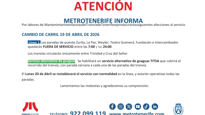 Cartel informativo / METRO TENERIFE Cartel informativo / METRO TENERIFE