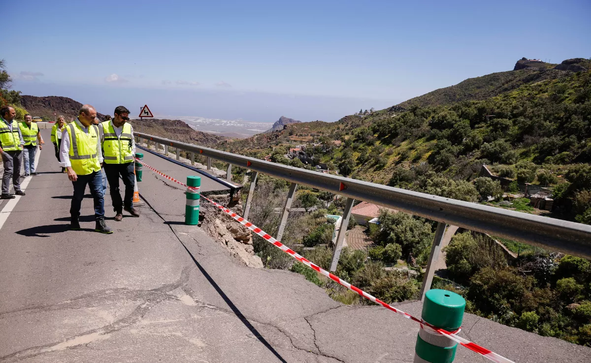 Daños en una carretera de Gran Canaria por la borrasca Therese / CABILDO DE GRAN CANARIA