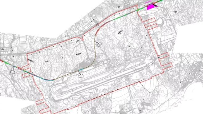 Trazado previsto del tren del sur a su paso por el Aeropuerto Tenerife Sur.PROYECTO Trazado previsto del tren del sur a su paso por el Aeropuerto Tenerife Sur.PROYECTO