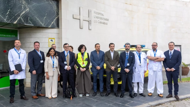 Instantes de la visita al Hospital Universitario de Canarias (HUC). / GOBIERNO DE CANARIAS - SANIDAD