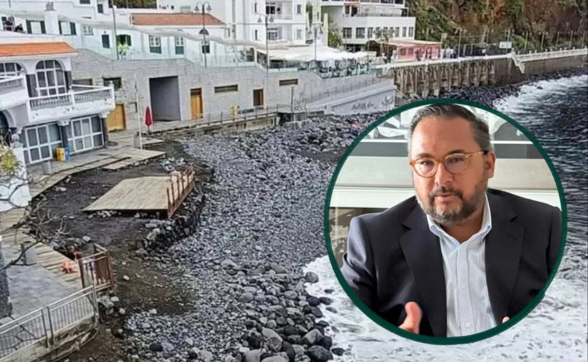 Gerardo Rizo, concejal de Turismo en Icod de Los Vinos, sobre fondo de la playa de San Marcos|MONTAJEAH