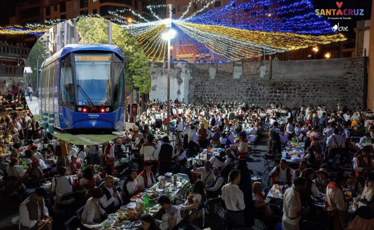 Imagen del Baile de Magos de Santa Cruz de Tenerife y el tranvía / AH