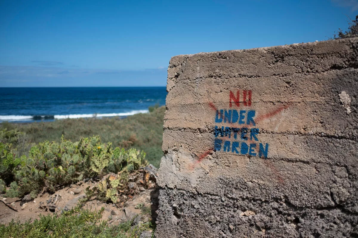 Pintada en contra del proyecto Underwater Gardens. / GREENPACE