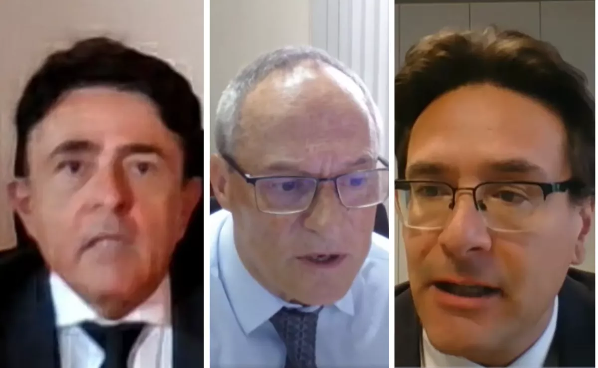 Juan Luis Lorenzo Bragado, Jaime Borrás Moya, Juan Avello Formoso, en la presentación de sus candidaturas a presidir el TSJC. / MONTAJE AH