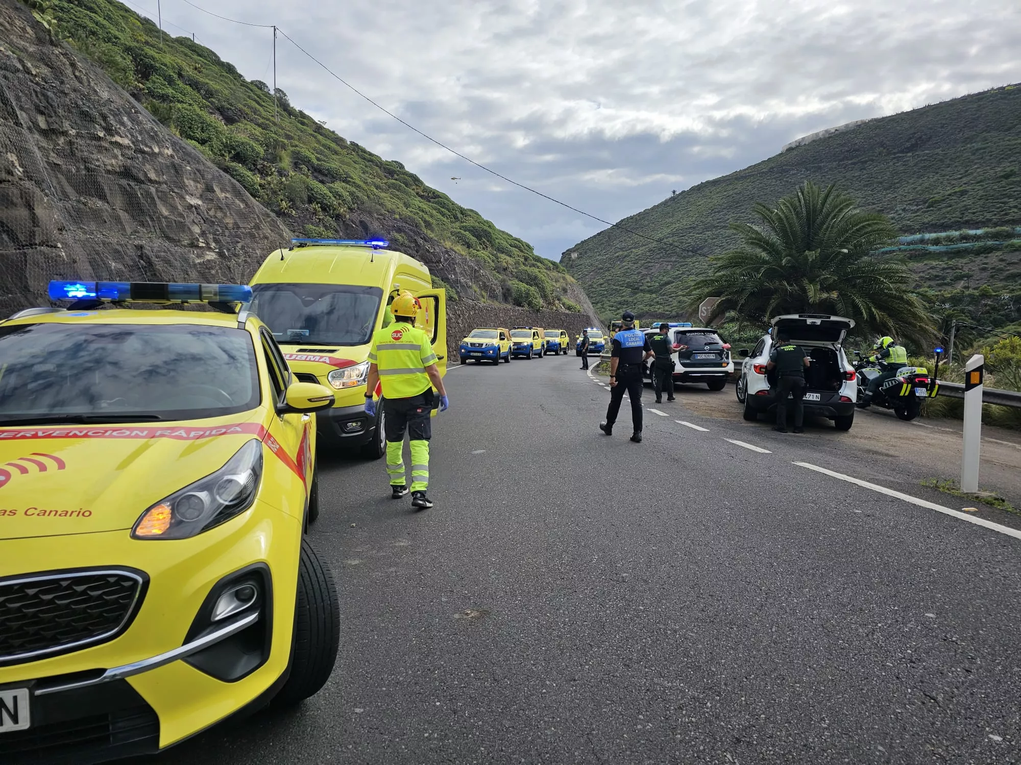 Simulacro de incendio en Moya (Gran Canaria), con 150 efectivos activados./ CEDIDA