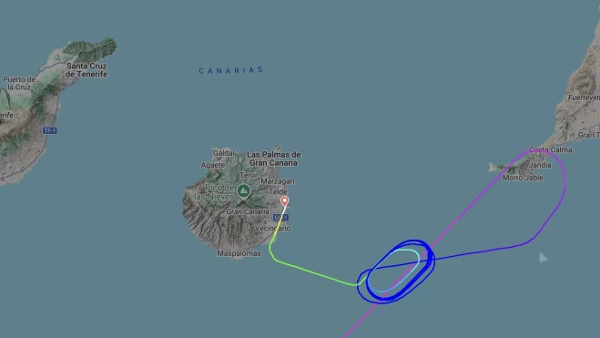 Ruta trazada por el avión al no obtener permiso de Marruecos. / AH